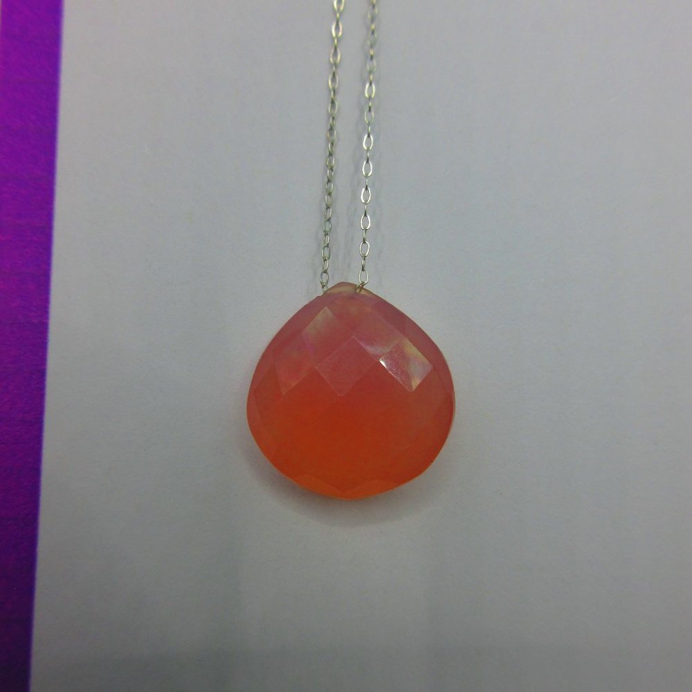 Pink Opal Faceted Gemstone 18" Dainty Necklace